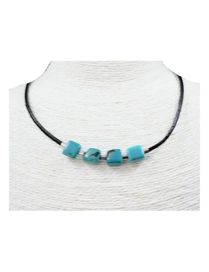 Collier  cuir et perles de tagua