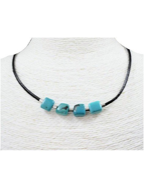 Collier cuir et perles de tagua Collier cuir et perles de tagua