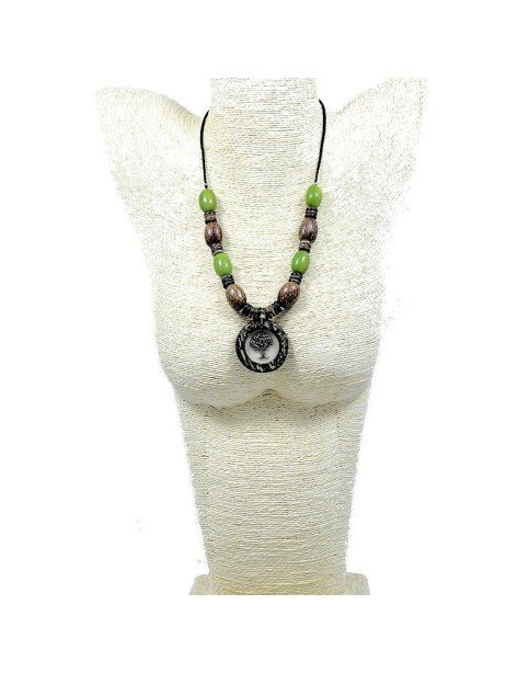 Collier perles de tagua et graines exotiques Collier perles de tagua et graines exotiques