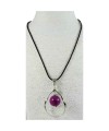 Pendentif alliage et perle de tagua violet