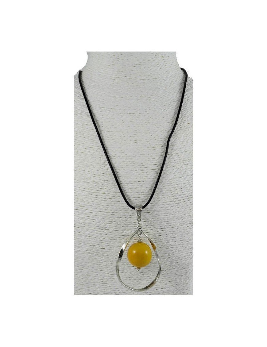 Pendentif alliage et perle de tagua
