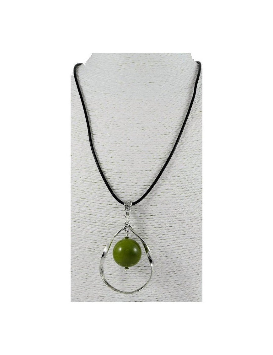 Pendentif alliage et perle de tagua
