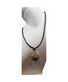Pendentif alliage et perle de tagua marron