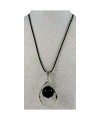 Pendentif alliage et perle de tagua noir