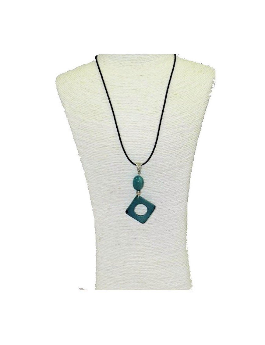 Pendentif design tagua teintée bleu