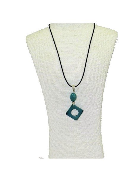 Pendentif design tagua teintée bleu Pendentif design tagua teintée bleu