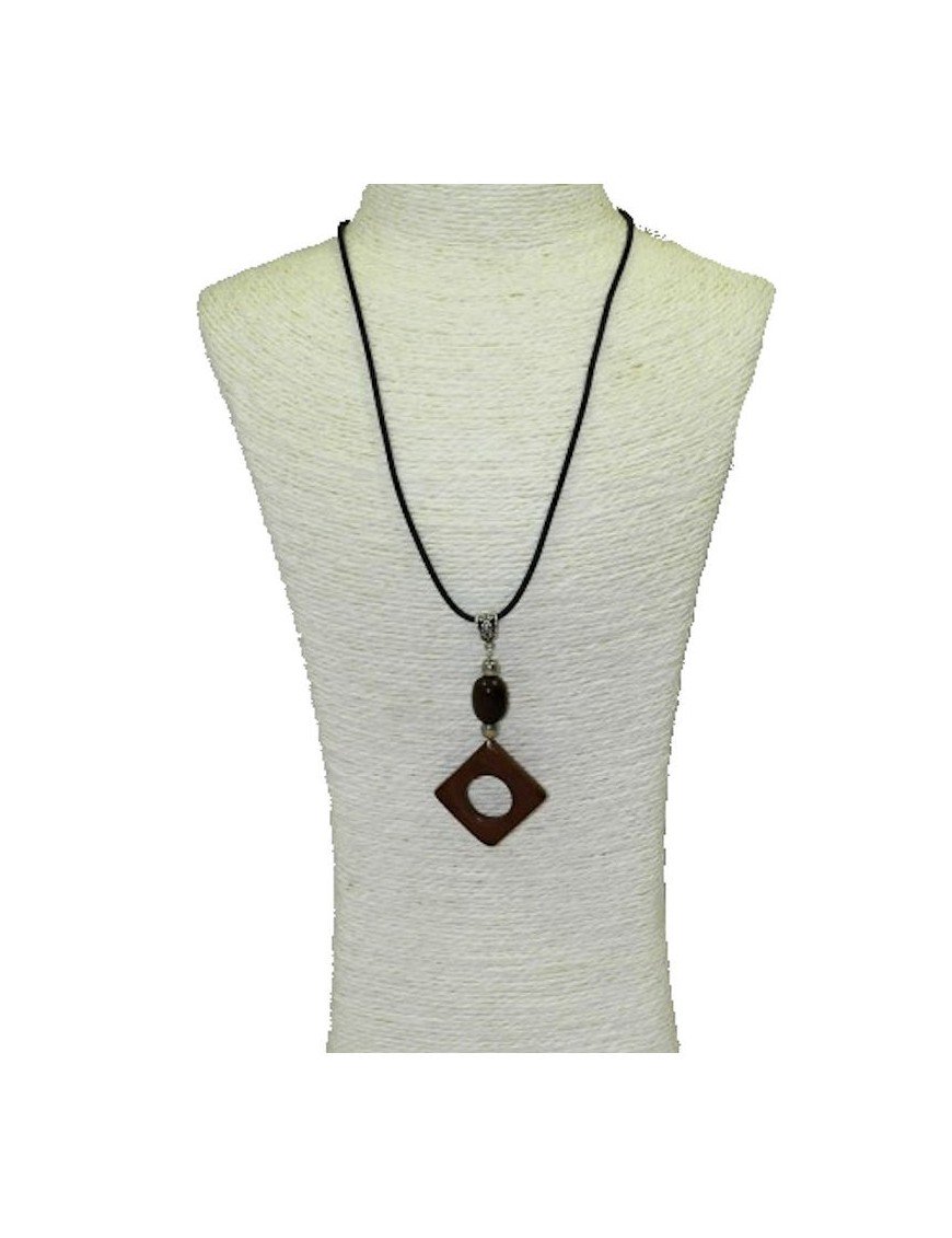 Pendentif design tagua teintée marron