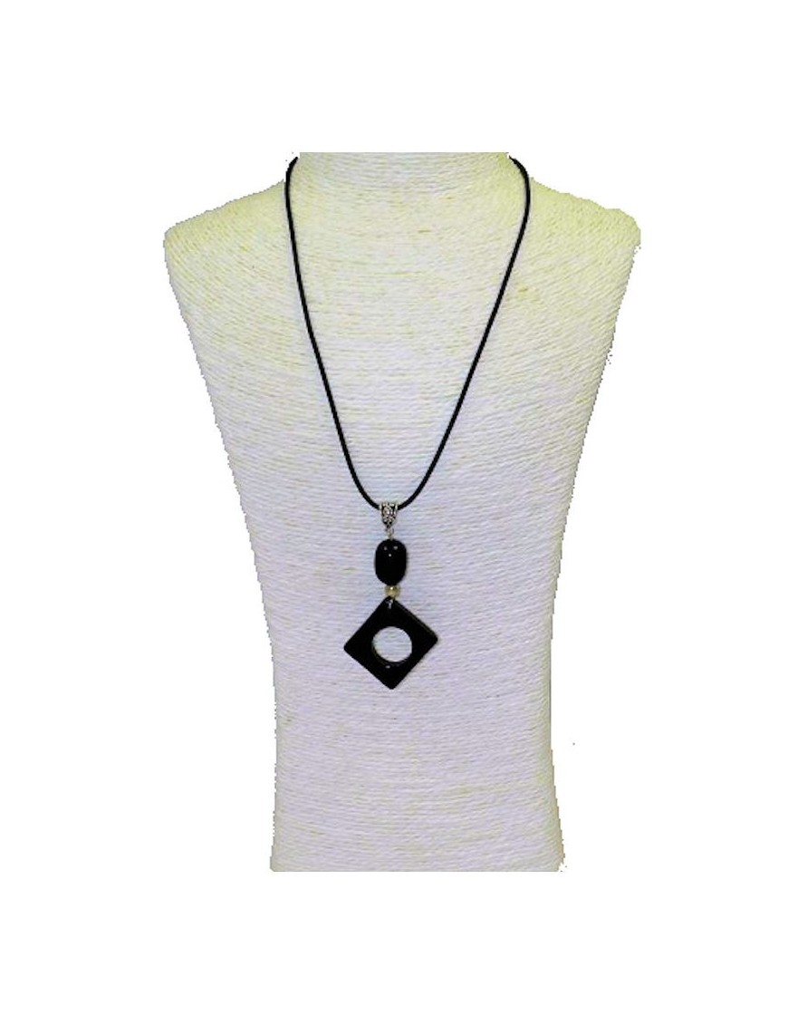 Pendentif design tagua teintée noir