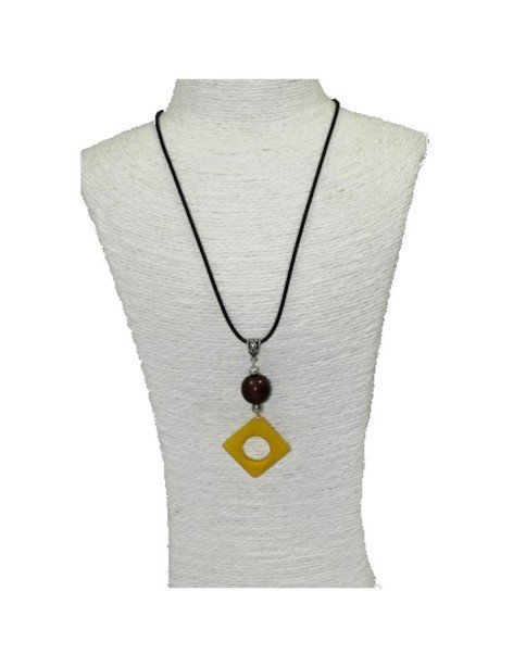 Pendentif design tagua teintée jaune Pendentif design tagua teintée jaune