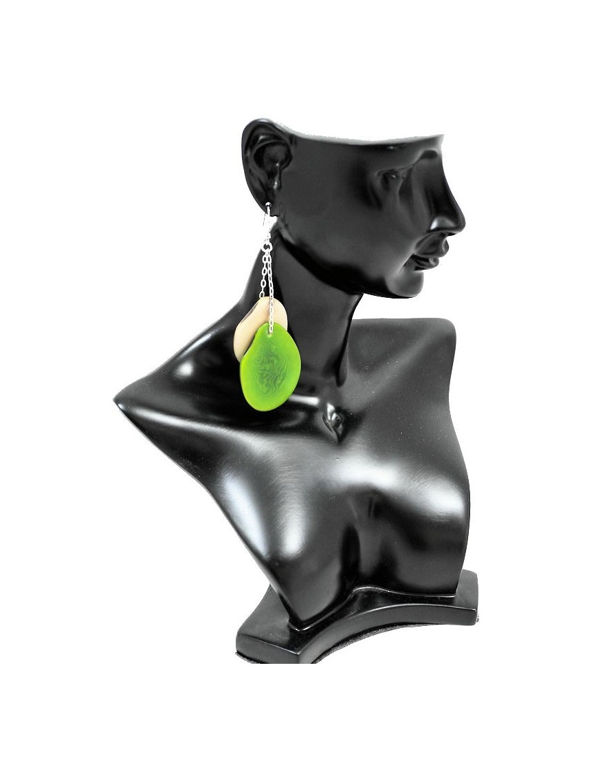 Boucles d'oreilles tranches en ivoire végétal