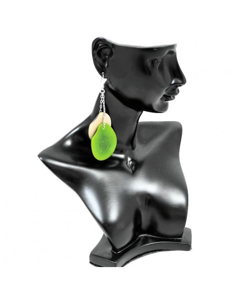Boucles d'oreilles tranches en ivoire végétal Boucles d'oreilles tranches en ivoire végétal