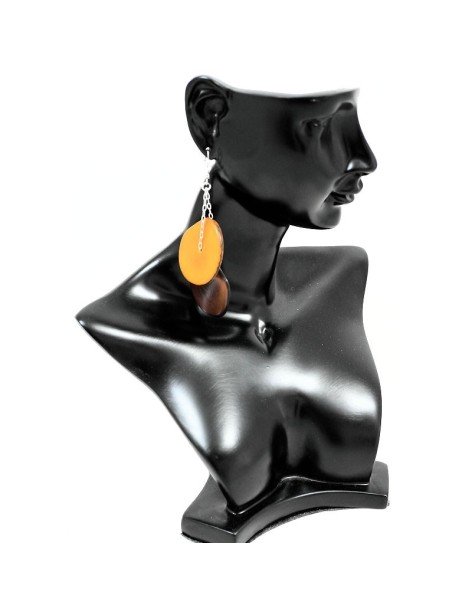 Boucles d'oreilles tranches en ivoire végétal Boucles d'oreilles tranches en ivoire végétal