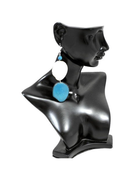 Boucles d'oreilles tranches en ivoire végétal Boucles d'oreilles tranches en ivoire végétal