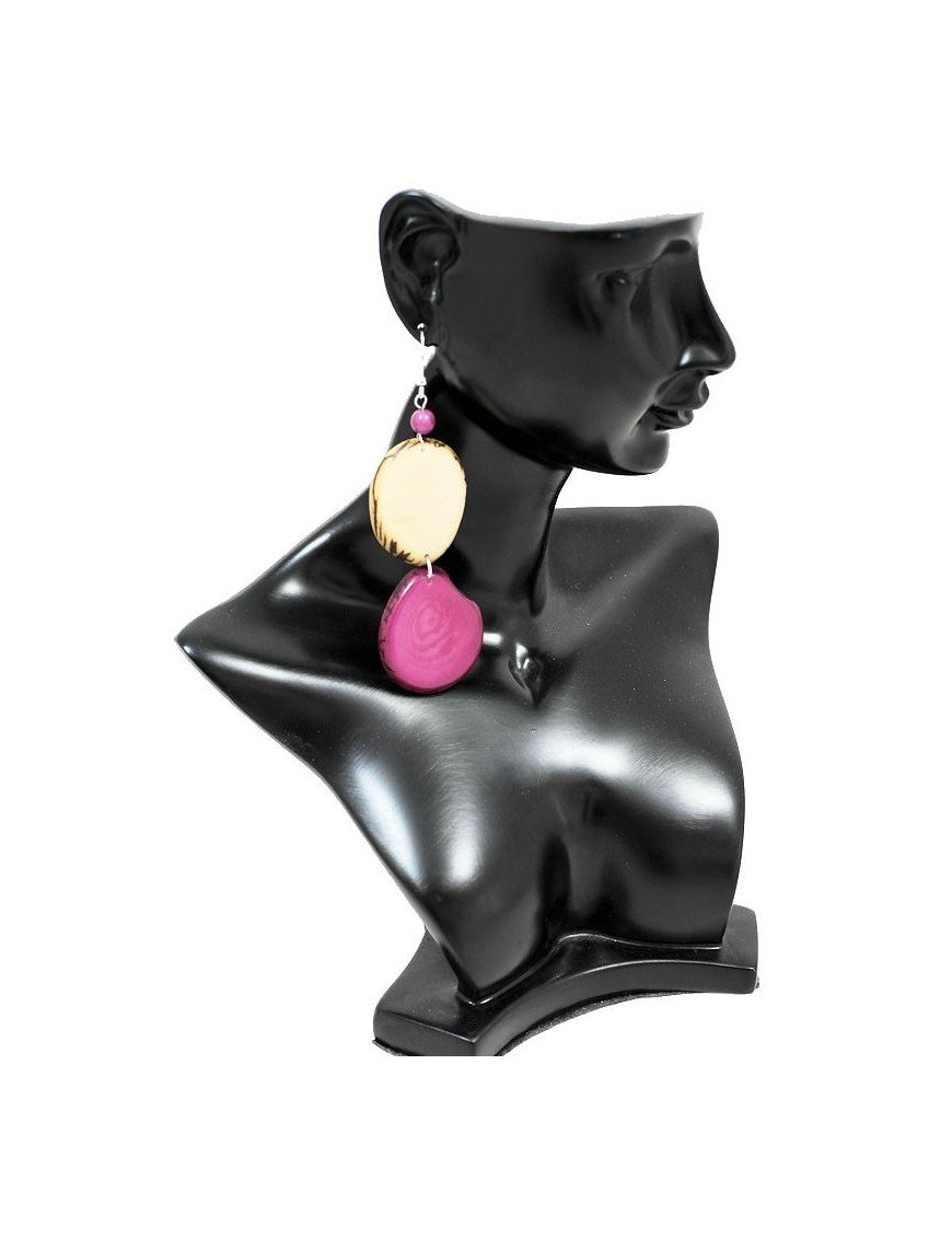 Boucles d'oreilles tranches en ivoire végétal