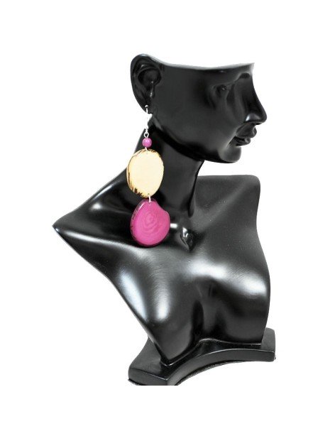 Boucles d'oreilles tranches en ivoire végétal Boucles d'oreilles tranches en ivoire végétal
