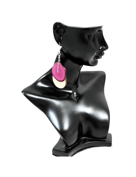 Boucles d'oreilles tranches en ivoire végétal Boucles d'oreilles tranches en ivoire végétal