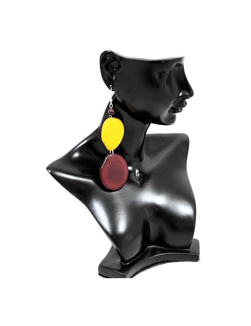 Boucles d'oreilles tranches en ivoire végétal