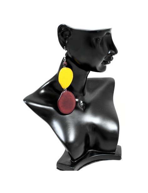 Boucles d'oreilles tranches en ivoire végétal Boucles d'oreilles tranches en ivoire végétal