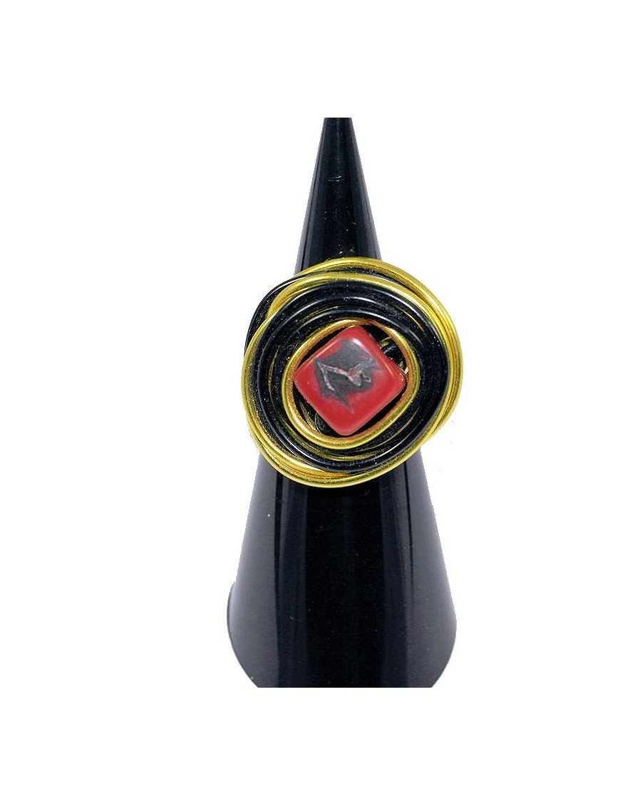 Bague aluminium et perle de tagua