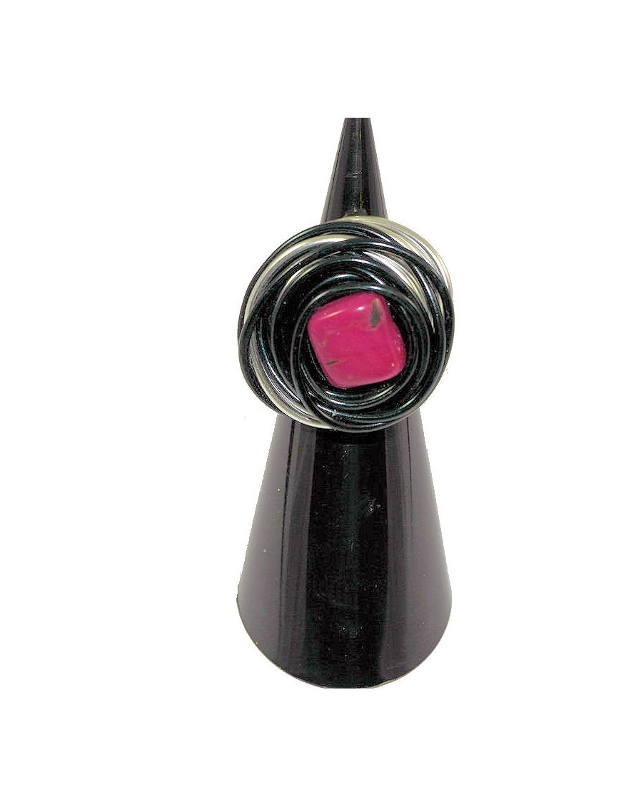 Bague aluminium et perle de tagua