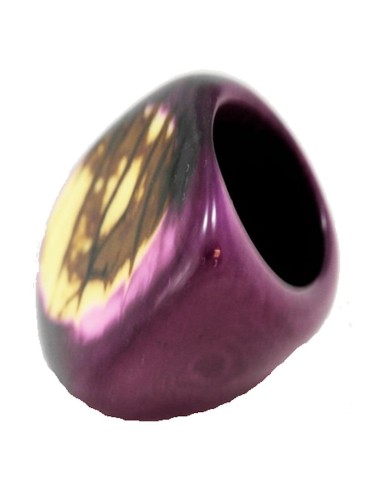 Bague en tagua teintée violet