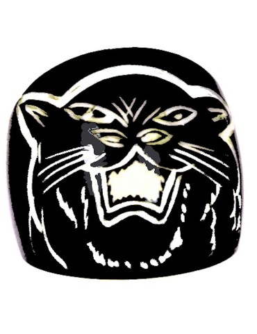 Gravure laser d'une panthère sur bague en tagua