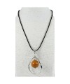 Pendentif alliage et perle de tagua orange