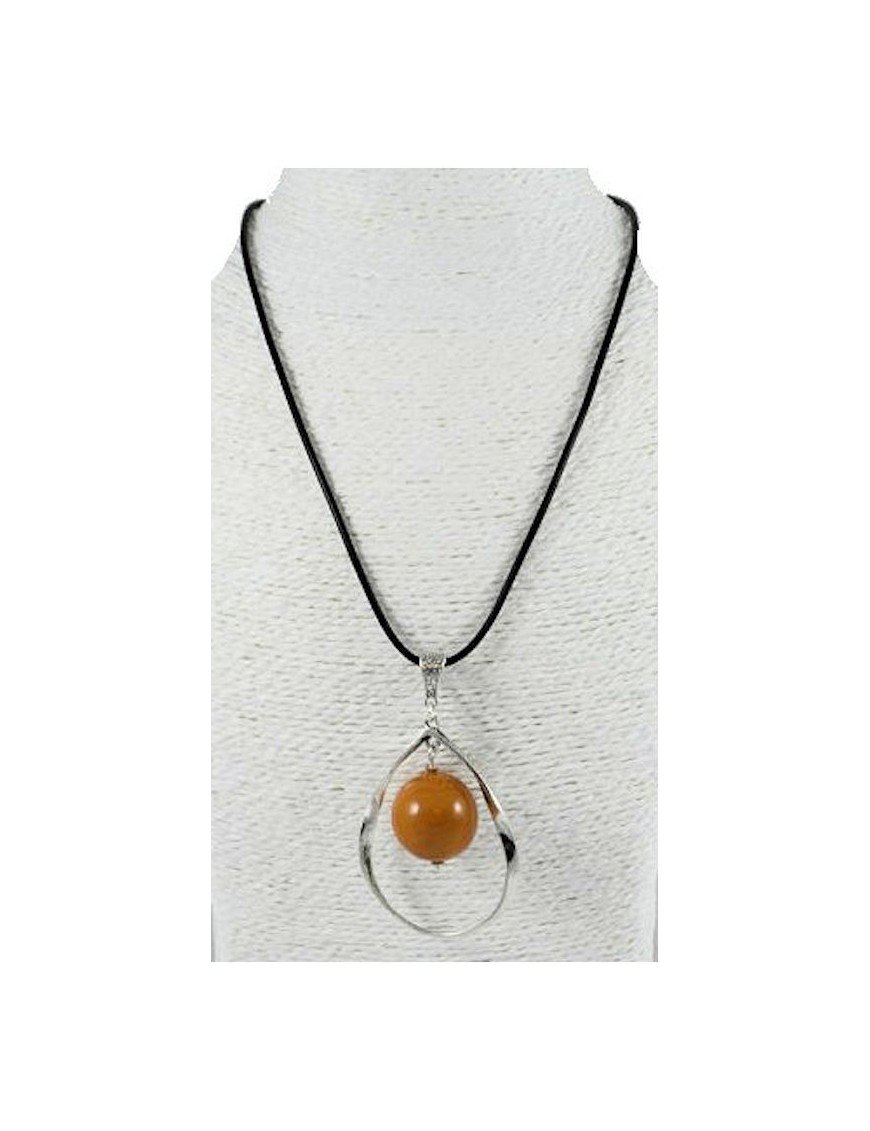 Pendentif alliage et perle de tagua