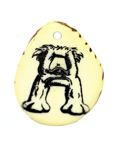 Tranche de tagua gravée lettre A Tranche de tagua gravée lettre A