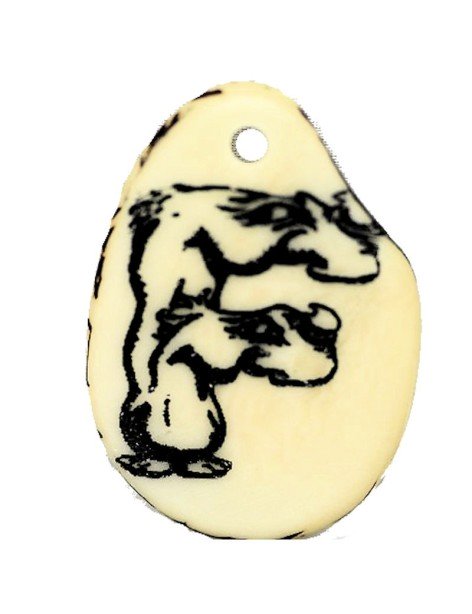 Tranche Tagua gravée lettre F Tranche Tagua gravée lettre F