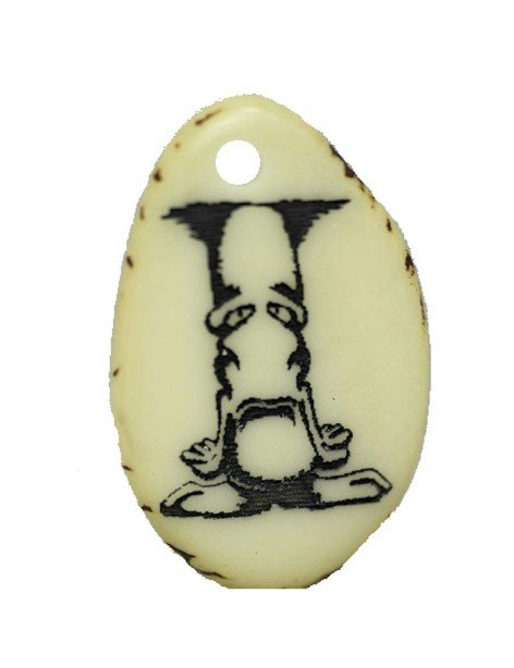 Tranche Tagua gravée lettre I Tranche Tagua gravée lettre I