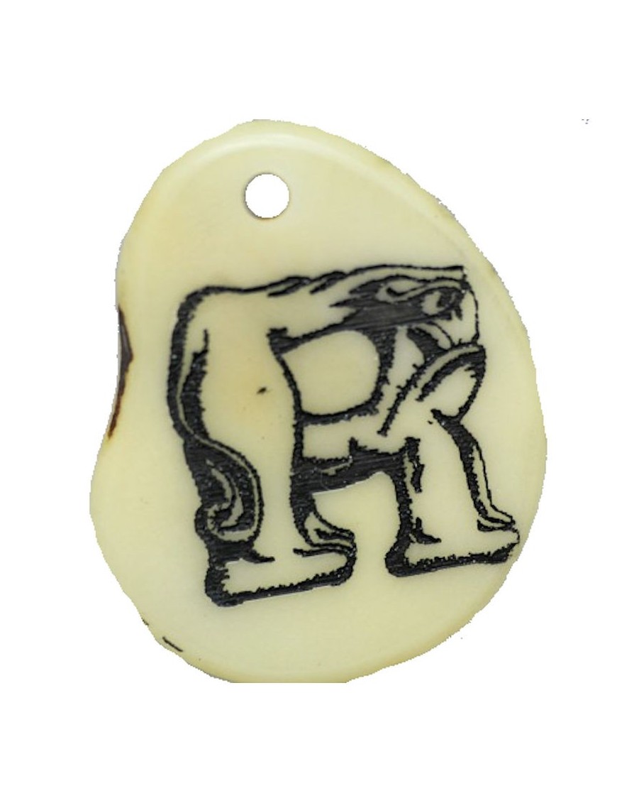Tranche de tagua gravee lettre R 