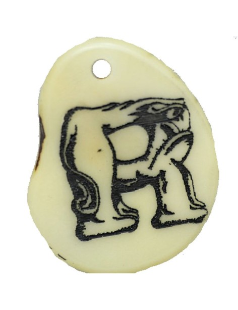 Tranche de tagua gravee lettre R Tranche de tagua gravee lettre R