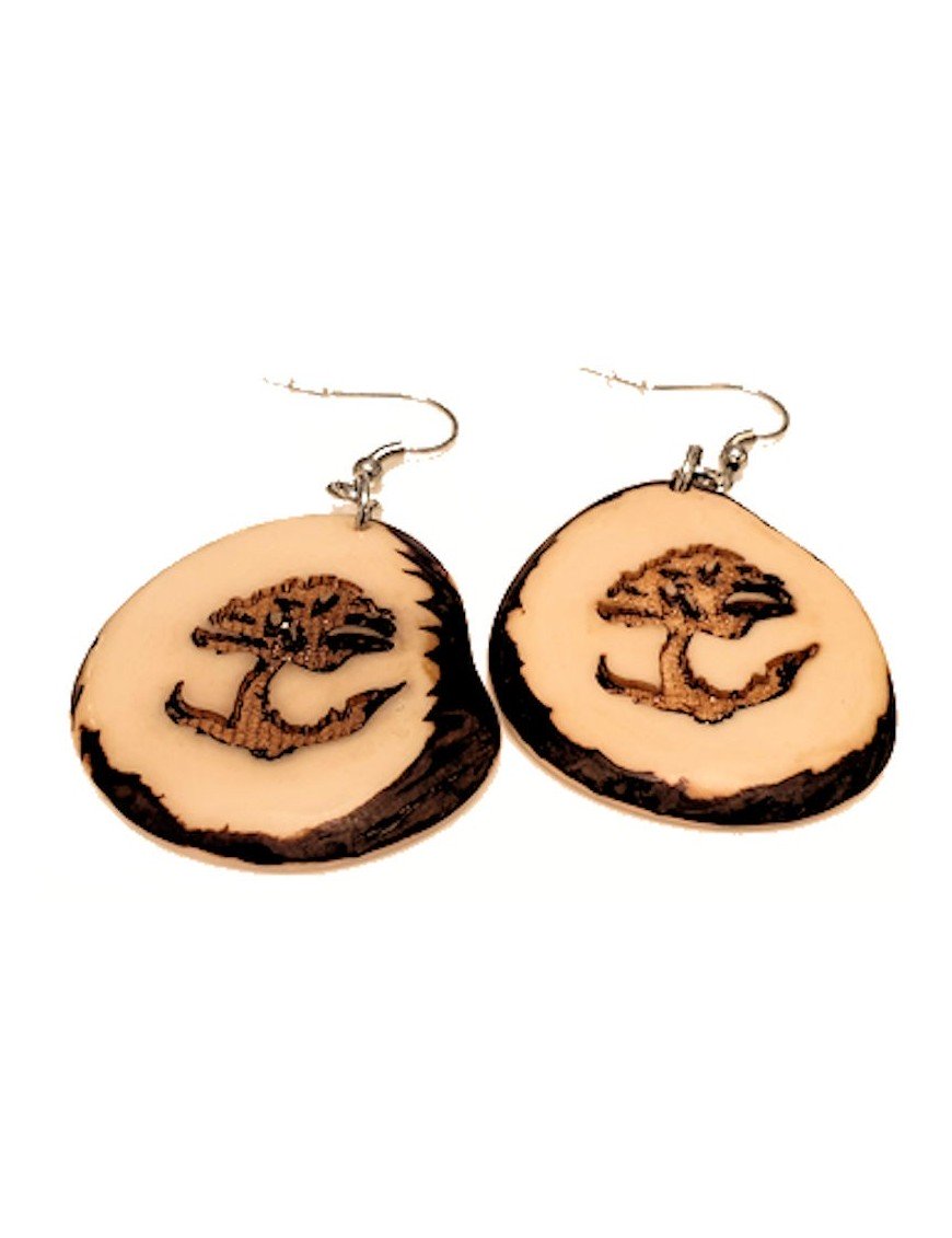 Boucles d'oreilles en ivoire végétal arbre de vie