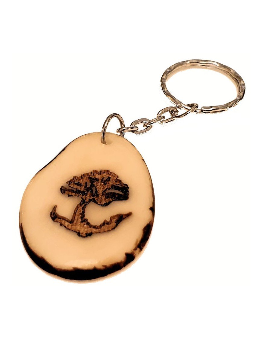 Porte clés tranche de Tagua arbre de vie