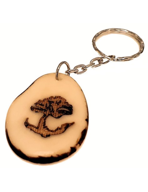 Porte clés tranche de Tagua arbre de vie