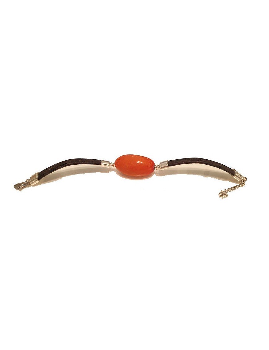 Bracelet avec une perle olive de TAGUA teinté ou de couleur naturelle