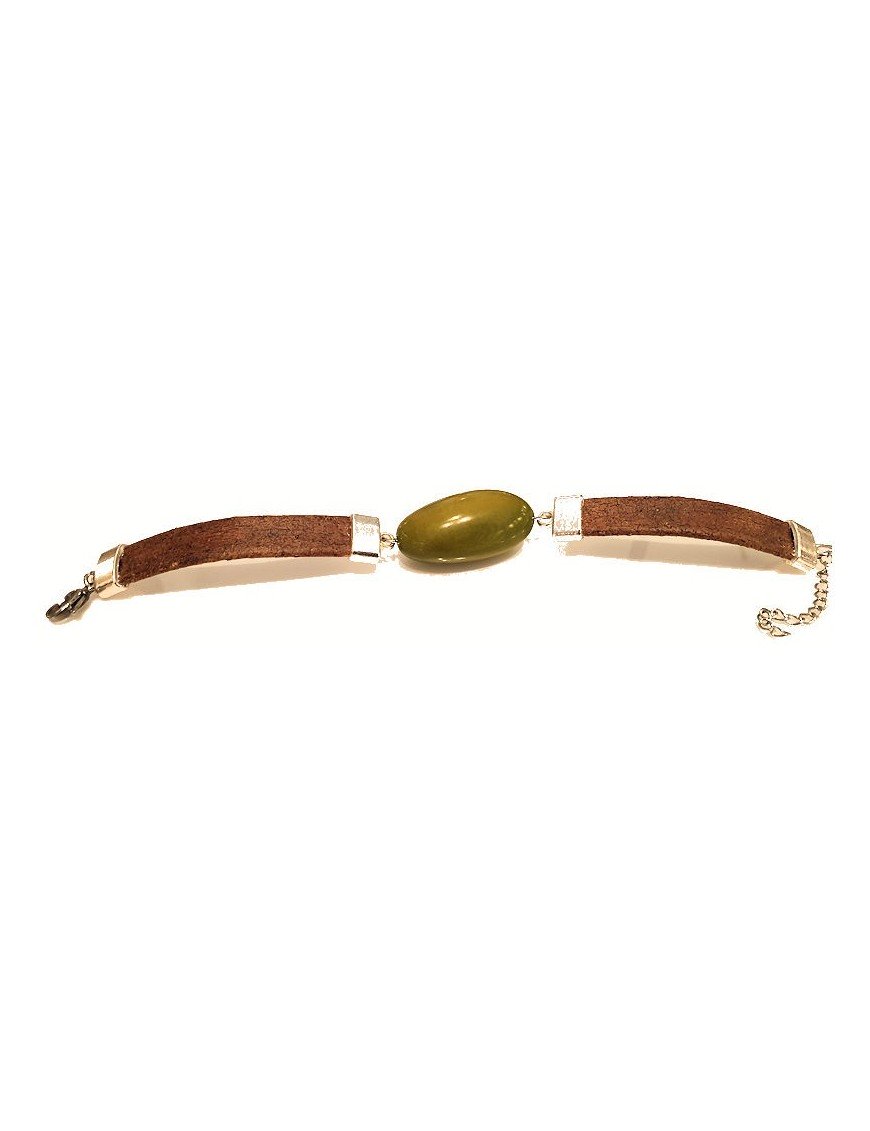 Bracelet avec une perle olive de TAGUA teinté ou de couleur naturelle
