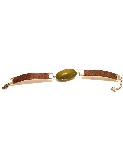 Bracelet avec une perle olive de TAGUA teinté ou de couleur naturelle