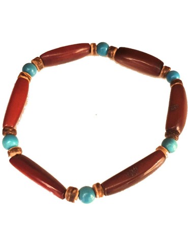 Bracelet Homme perles (aiguillette) en Tagua Teintées et naturelles