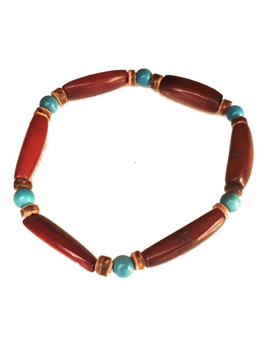 Bracelet Homme perles (aiguillette) en Tagua Teintées et naturelles