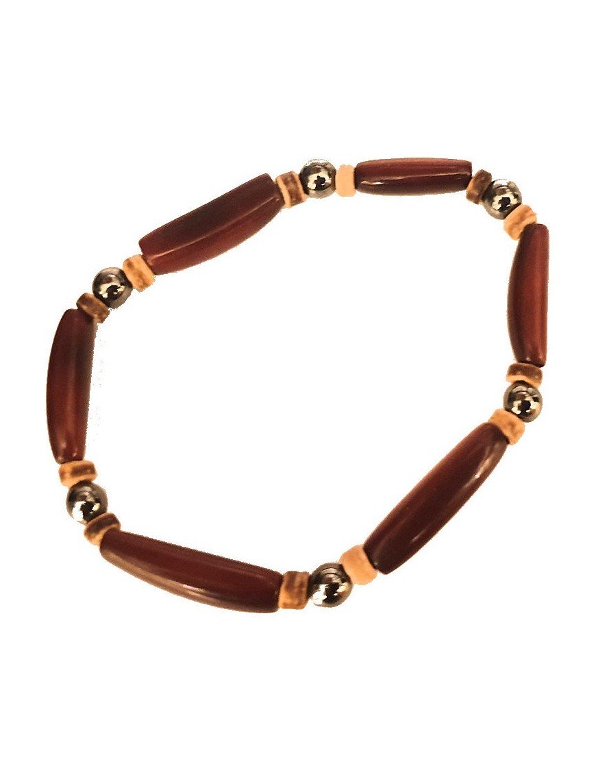 Bracelet Homme perles (aiguillette) en Tagua Teintées et naturelles