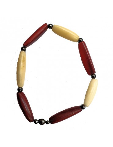 Bracelet Homme perles (aiguillette) Tagua ou ivoire végétal teinté ou naturel