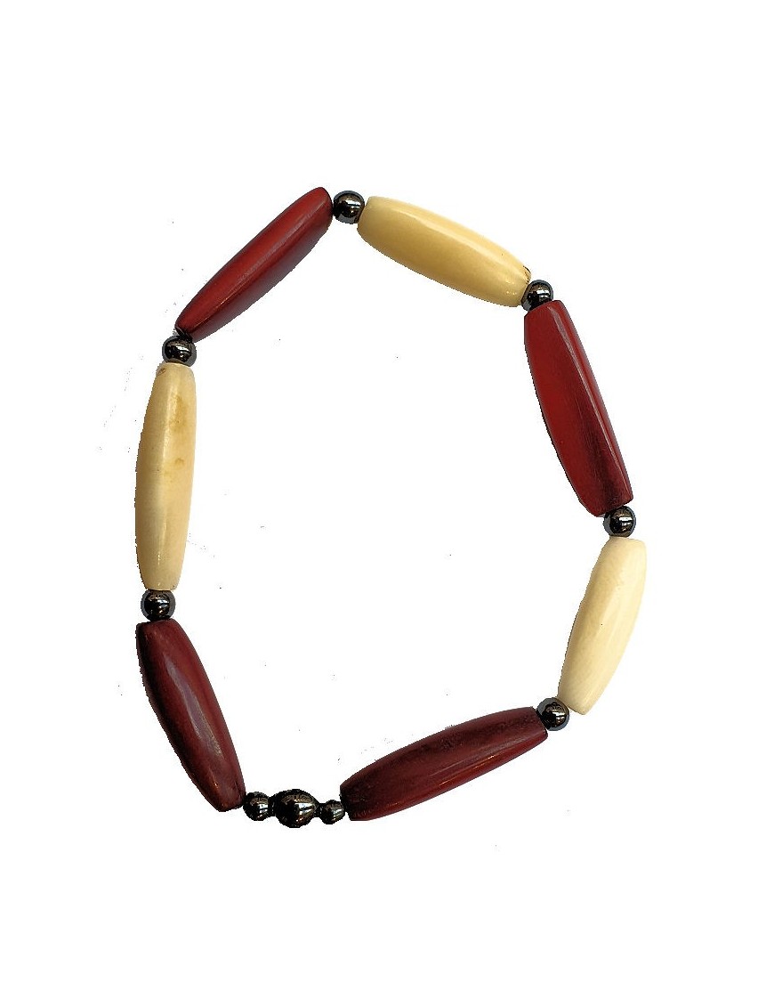 Bracelet Homme perles (aiguillette) Tagua ou ivoire végétal teinté ou naturel