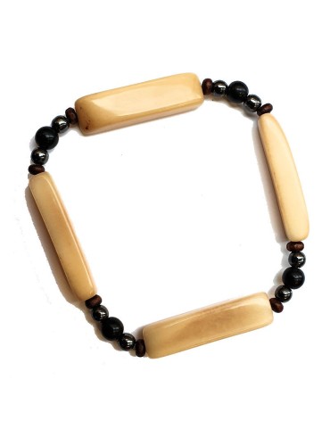 Bracelet Homme perles (aiguillette) Tagua ou ivoire végétal teinté ou naturel