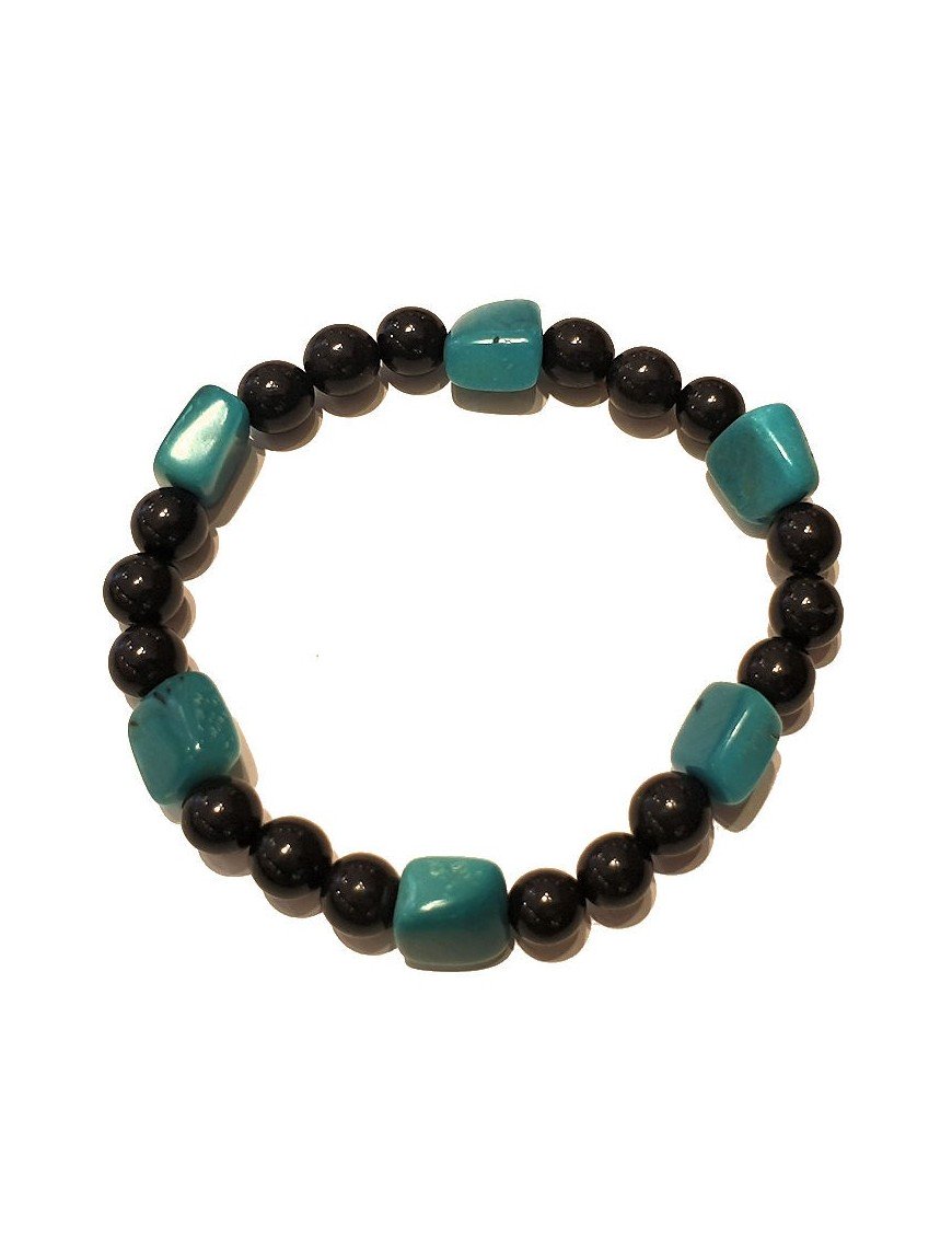 Bracelet Homme perles (aiguillette) Tagua ou ivoire végétal teinté