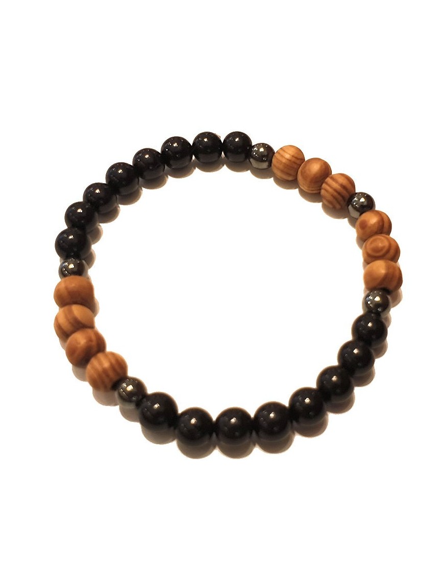 Bracelet Homme perles en Bois et en Tagua ou ivoire végétal teinté