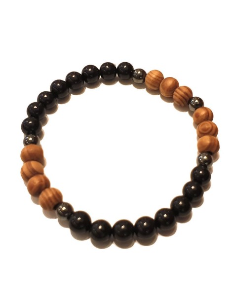 Bracelet Homme perles en Bois et en Tagua ou ivoire végétal teinté Bracelet Homme perles en Bois et en Tagua ou ivoire végétal teinté