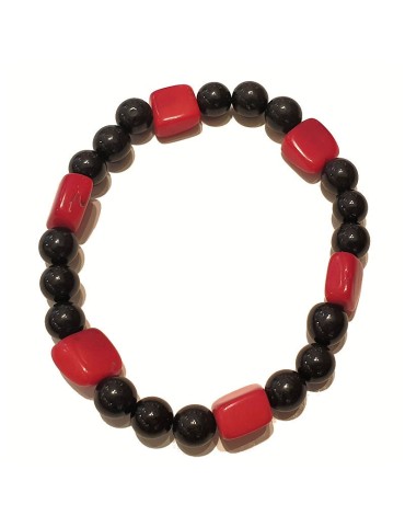 Bracelet Homme perles en Tagua ou ivoire végétal teinté