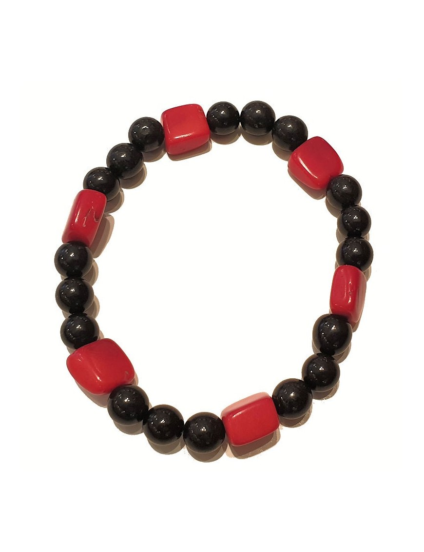 Bracelet Homme perles en Tagua ou ivoire végétal teinté